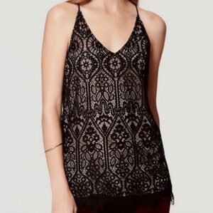 Loft Black Lace Lined Sleevless Cami,Top